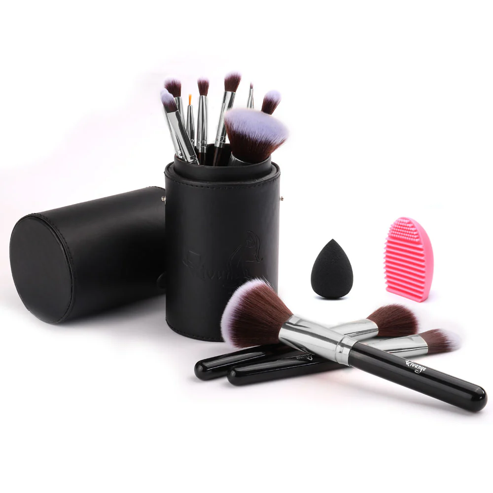 Livingandhome 12 Pcs Travel Makeup Brush Set With Makeup Sponge And Brush Cleaner - Image 3