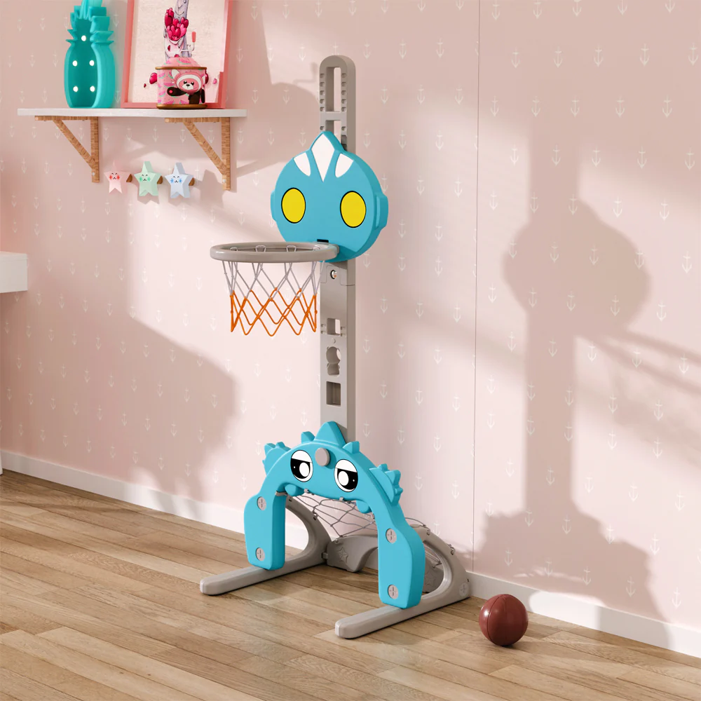 Livingandhome 2-in-1 Adjustable Kids Basketball Hoop With Football Goal - Image 2