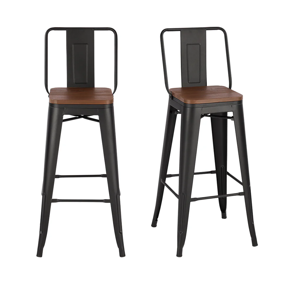 Livingandhome 2 Pack Industrial Bistro Bar Stool with Footrest - Image 3