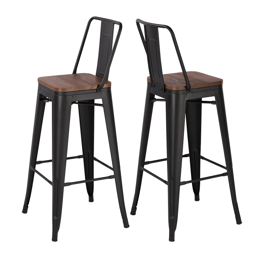 Livingandhome 2 Pack Industrial Bistro Bar Stool with Footrest - Image 4