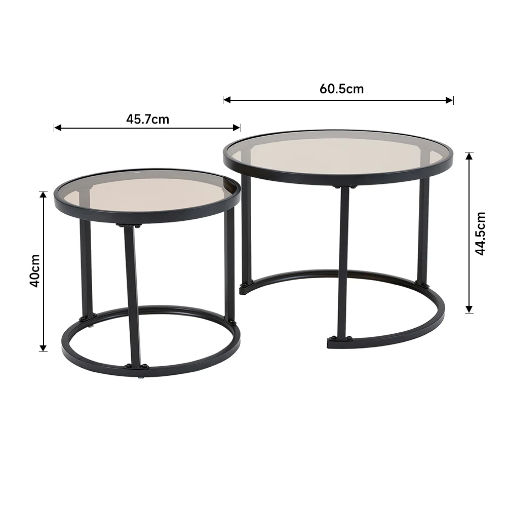 Livingandhome 2-Piece Glass Top Coffee Table Set - Image 3