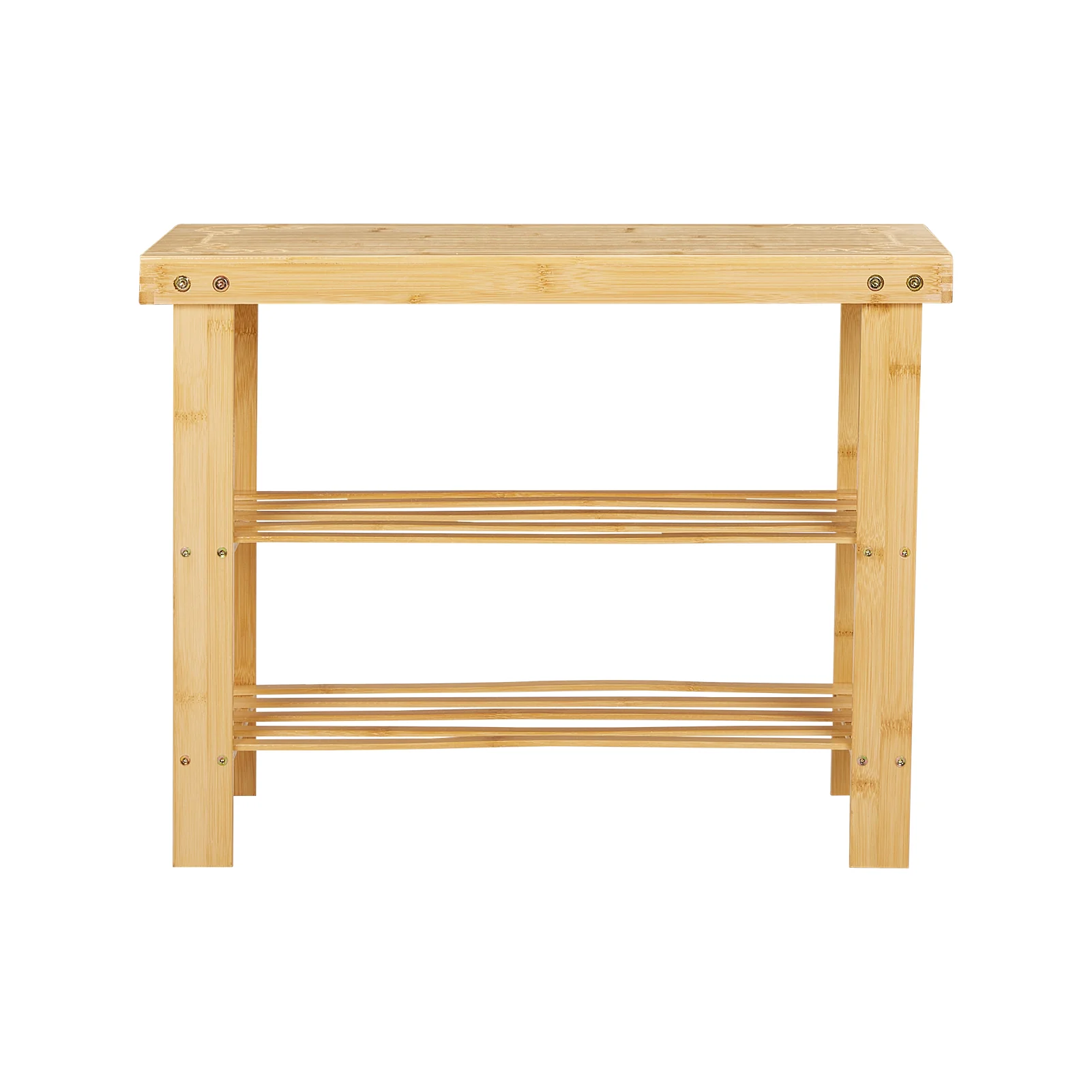 Livingandhome 2-Tier Bamboo Shoe Bench Shoe Rack Storage Organizer - Image 2