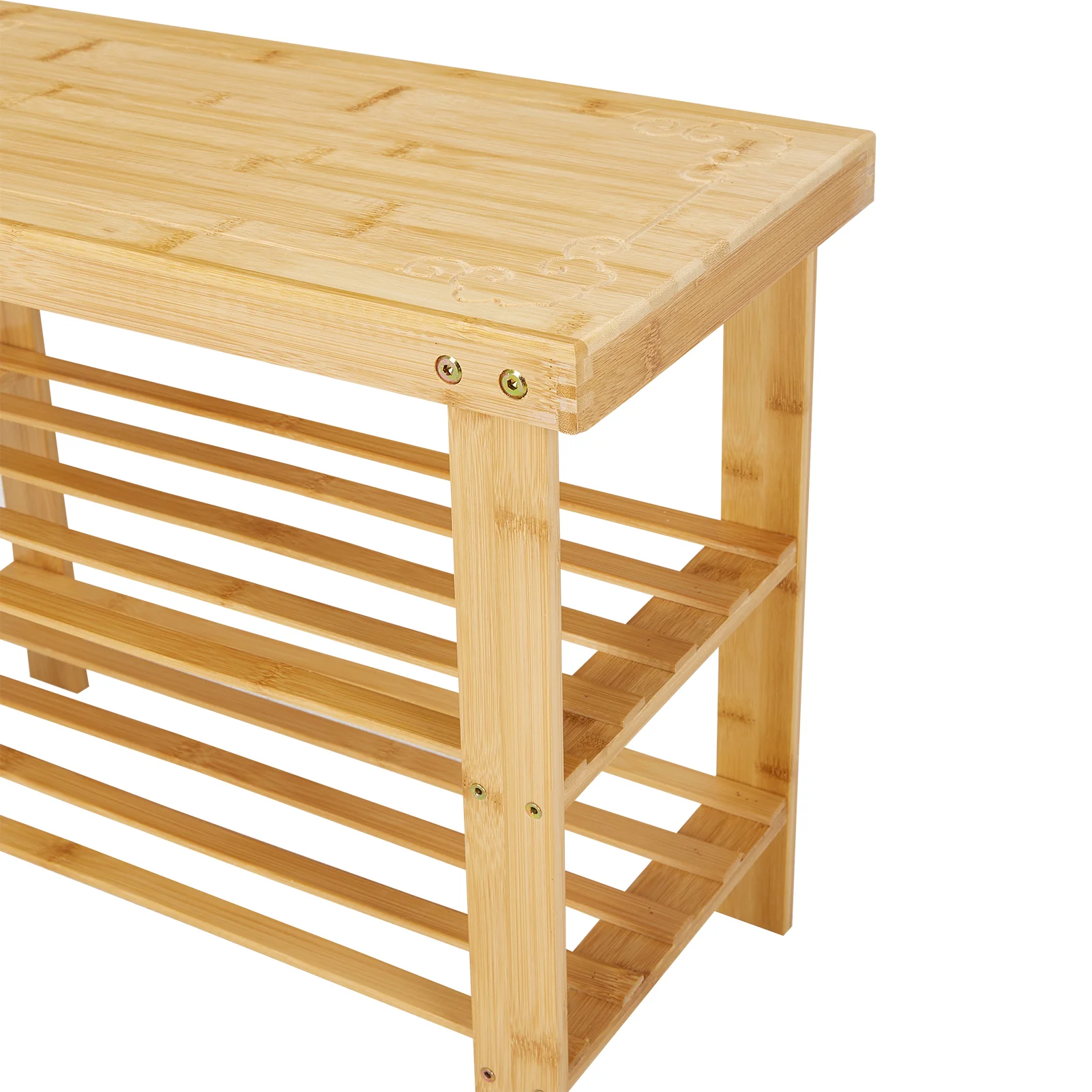 Livingandhome 2-Tier Bamboo Shoe Bench Shoe Rack Storage Organizer - Image 5