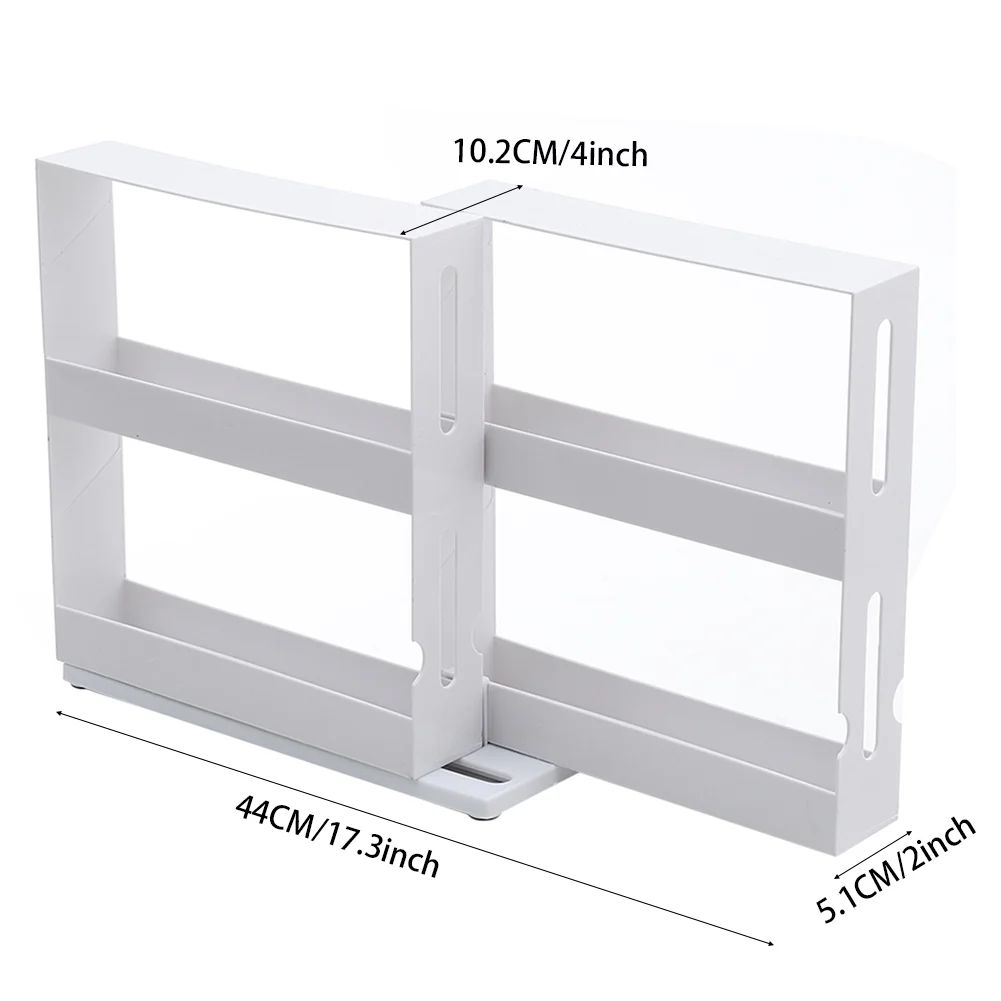 Livingandhome 2 Tiers Rotating Jars Spice Rack Kitchen Storage Holder Shelf Cabinet Organizer - Image 6