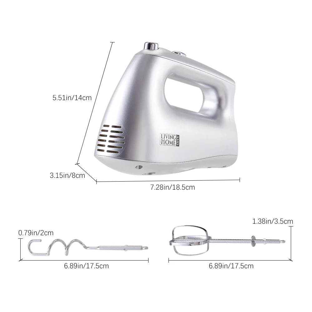 Livingandhome 250W Silver Hand Mixer Electric Whisk With 5 Speeds - Image 8