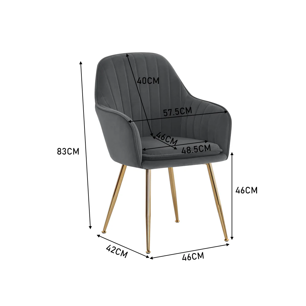 Livingandhome 2Pcs Modern Velvet Upholstered Dining Chairs with Polished Gold Legs - Image 6