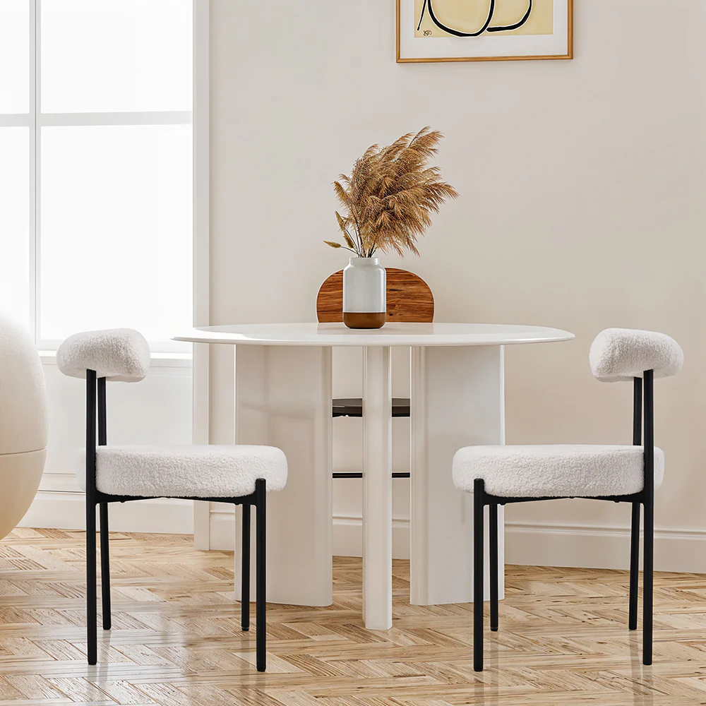 Livingandhome 2PCS Sherpa Fleece Upholstered Dining Chairs