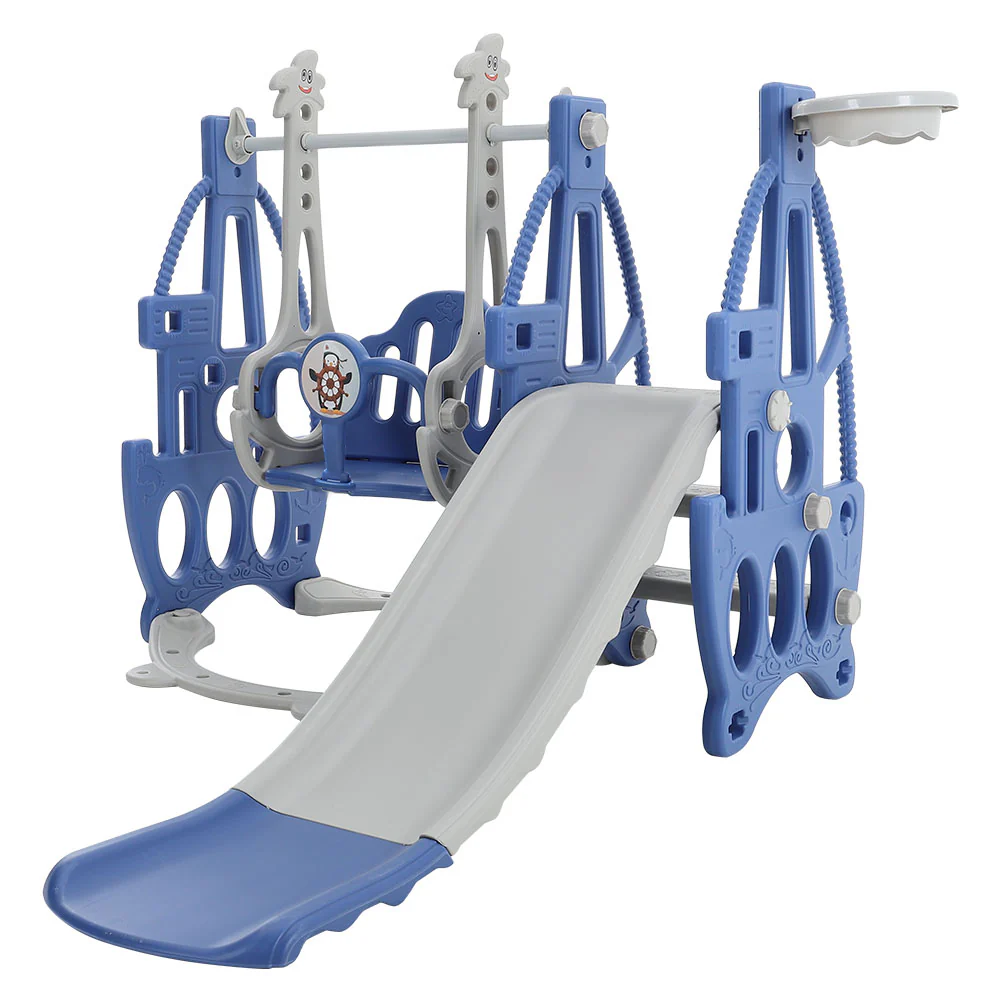 Livingandhome 3 In 1 Toddler Slide, Swing And Climber Playset With Basketball Hoop
