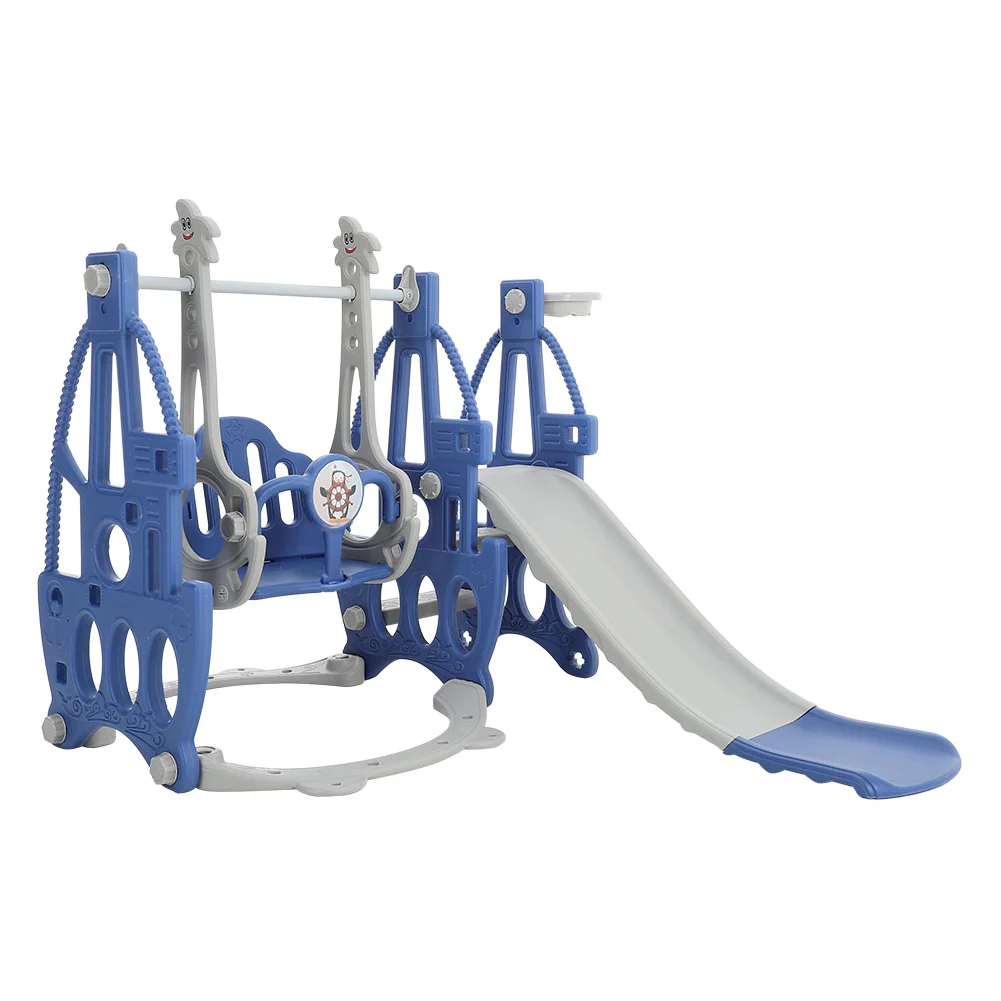 Livingandhome 3 In 1 Toddler Slide, Swing And Climber Playset With Basketball Hoop - Image 2
