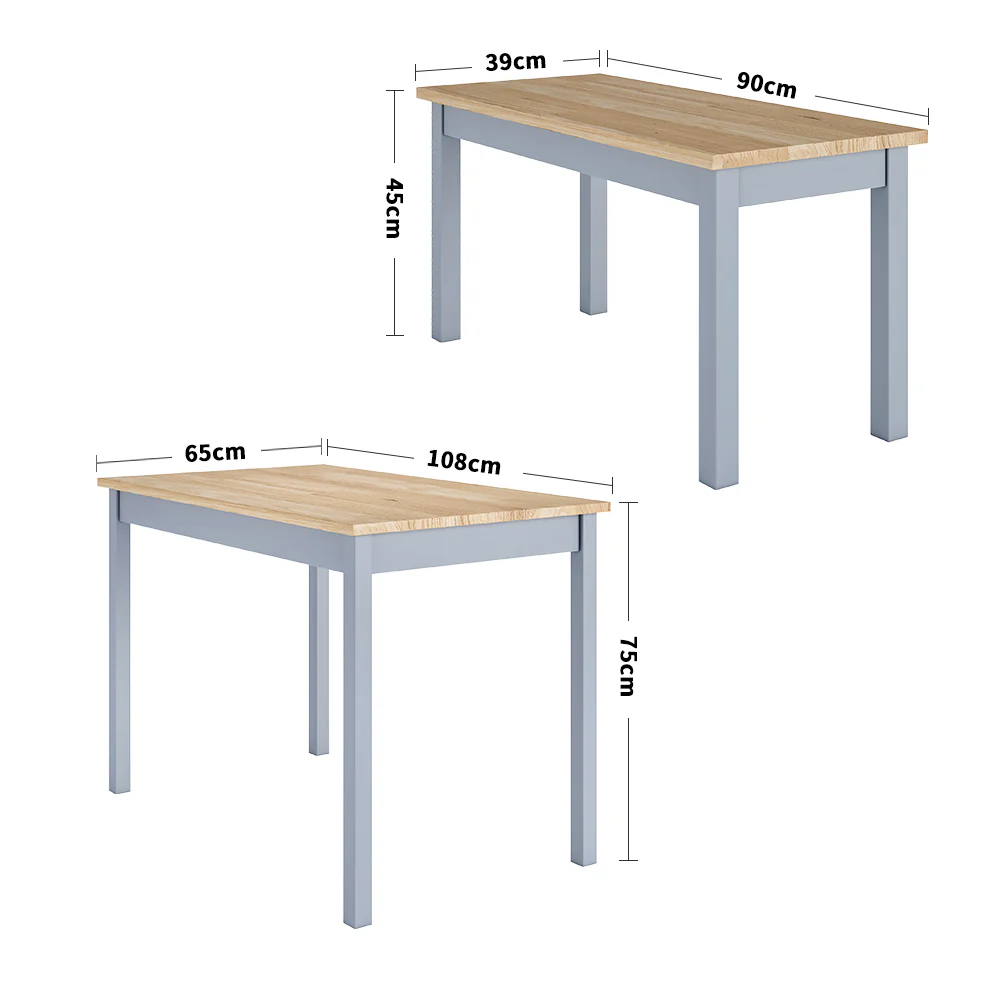 Livingandhome 3 Piece Modern Wood Dining Table and Benches Set - Image 2