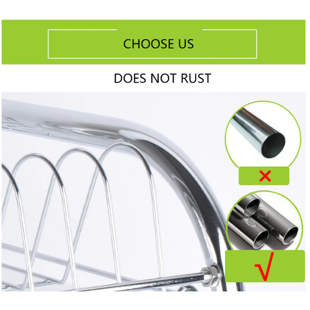 Livingandhome 3-Tier Dish Drainer Rack with Drip Tray & Cutting Board Holder - Image 5