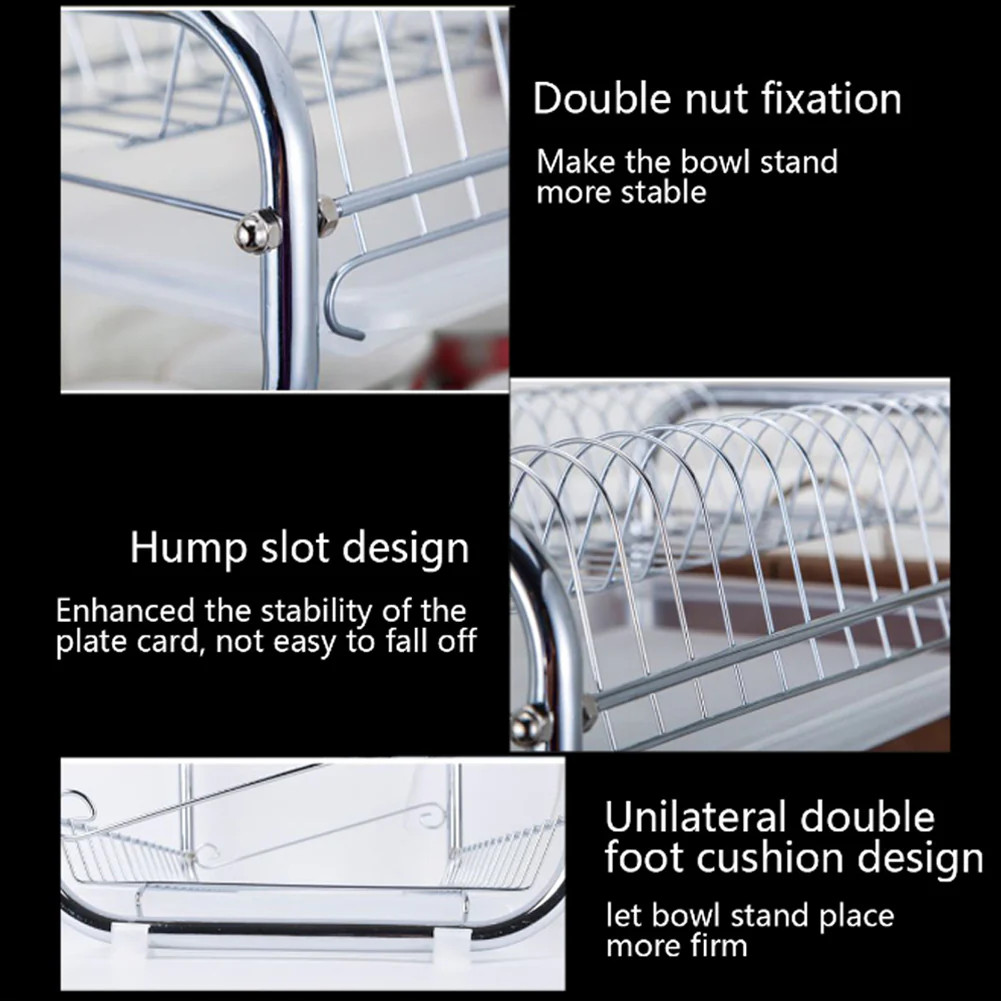Livingandhome 3-Tier Dish Drainer Rack with Drip Tray & Cutting Board Holder - Image 6
