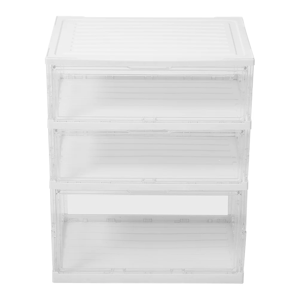 Livingandhome 3-Tier Foldable Storage Cabinet Shoes Organizer with Doors - Image 2
