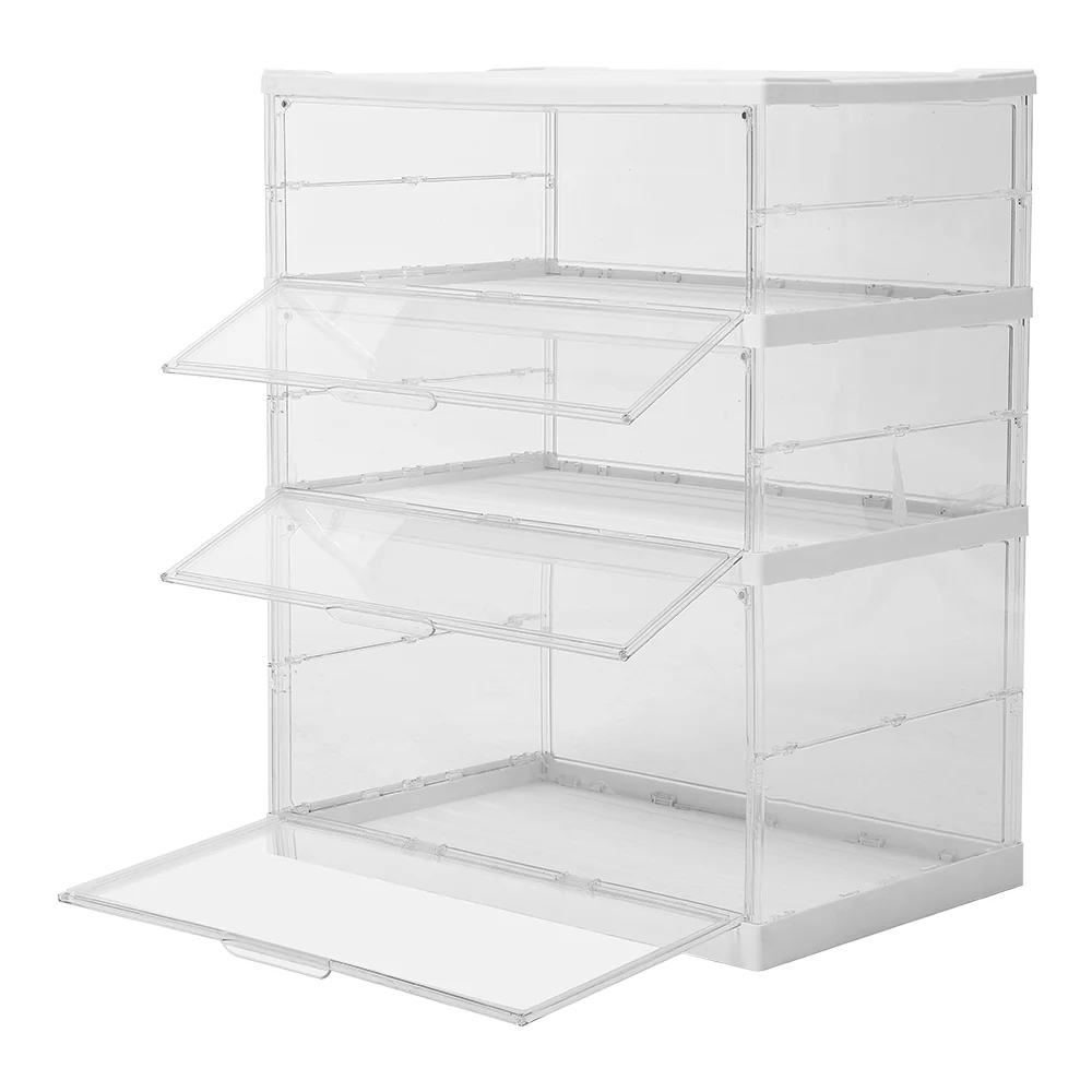 Livingandhome 3-Tier Foldable Storage Cabinet Shoes Organizer with Doors - Image 3