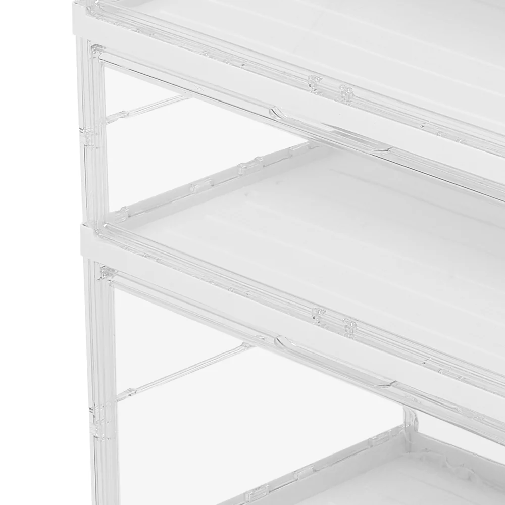 Livingandhome 3-Tier Foldable Storage Cabinet Shoes Organizer with Doors - Image 5