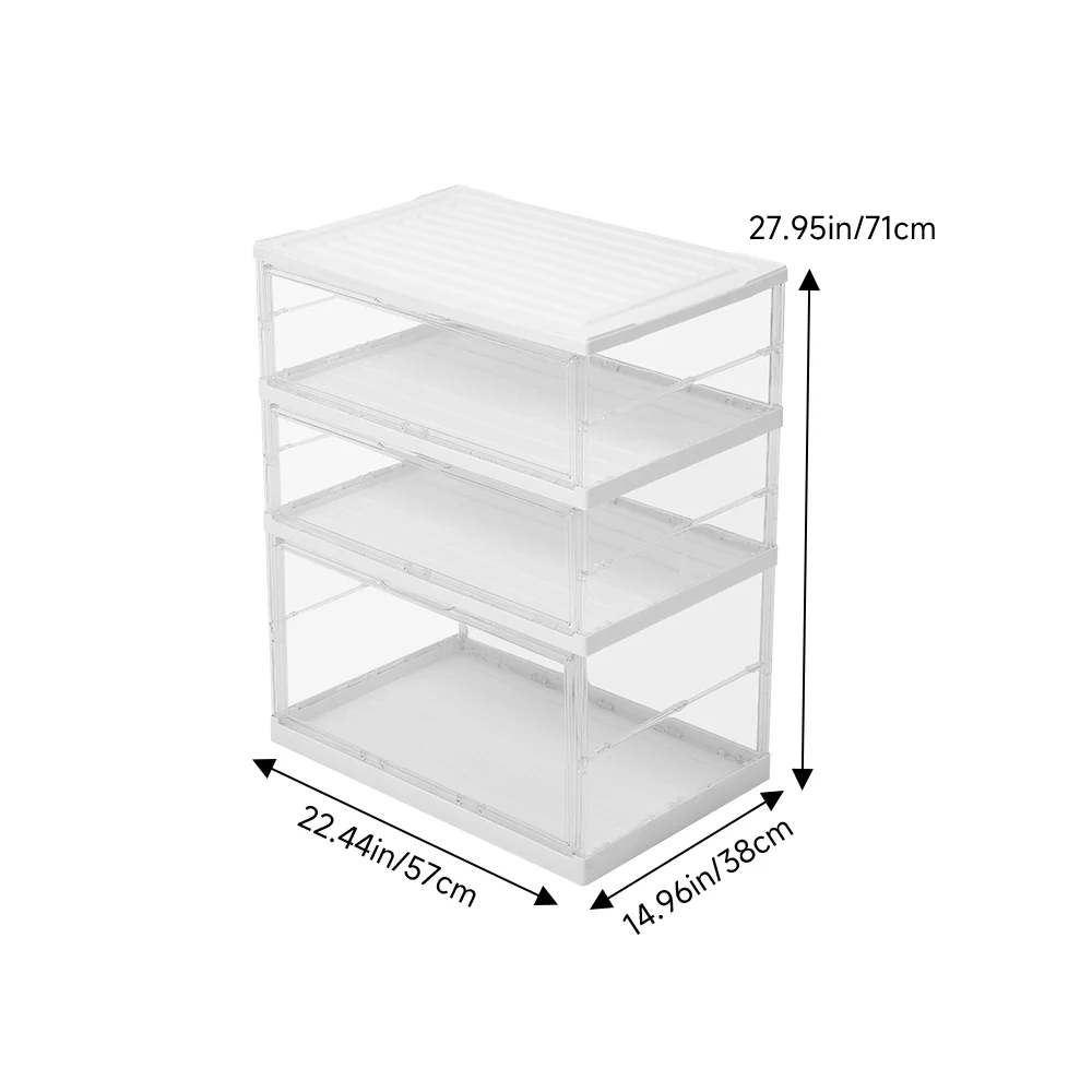 Livingandhome 3-Tier Foldable Storage Cabinet Shoes Organizer with Doors - Image 6