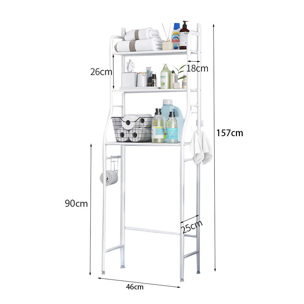 Livingandhome 3 Tiers Metal Bathroom Organizer Over Toilet Storage Shelves - Image 2