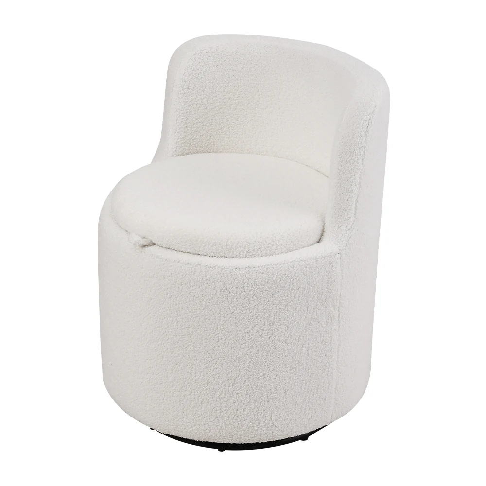 Livingandhome 360° Upholstered Sherpa Swivel Chair With Hidden Storage - Image 3