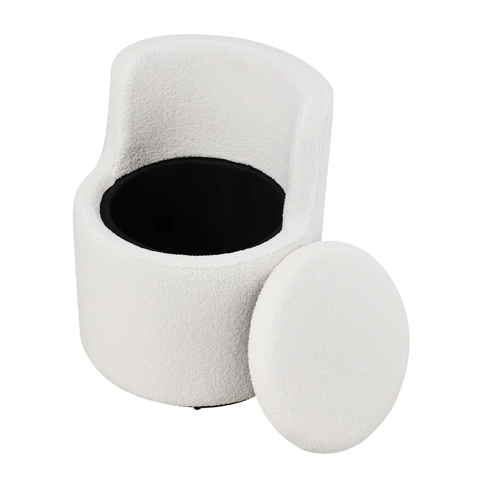 Livingandhome 360° Upholstered Sherpa Swivel Chair With Hidden Storage - Image 4