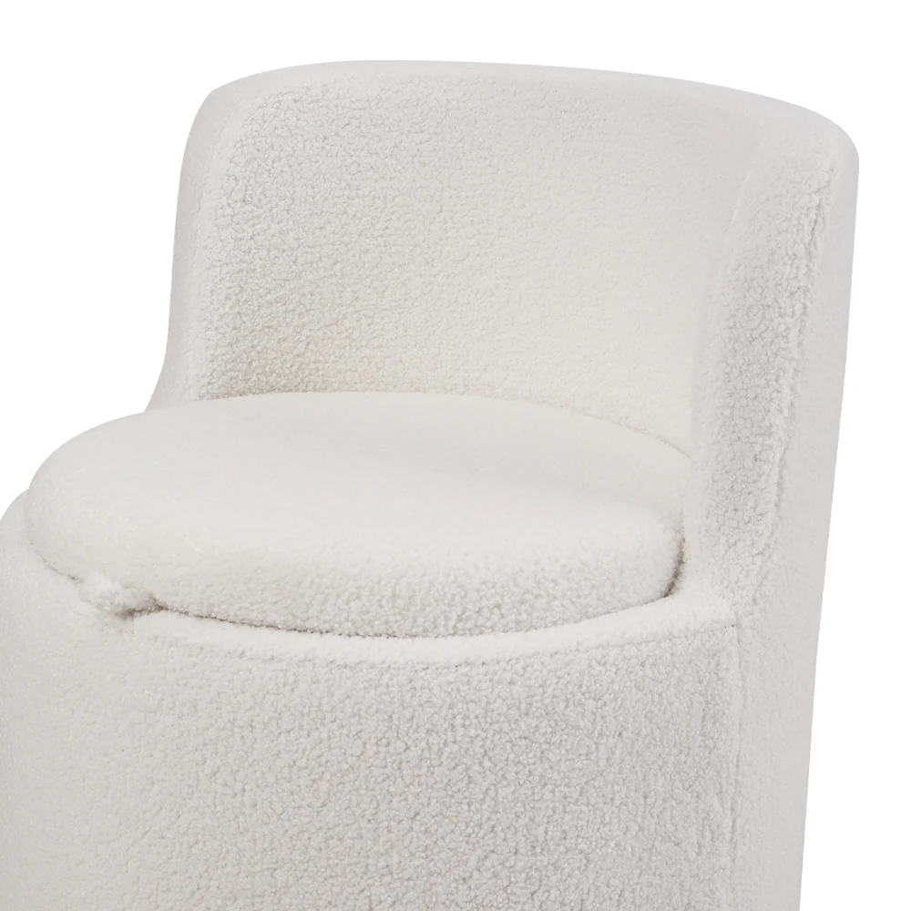 Livingandhome 360° Upholstered Sherpa Swivel Chair With Hidden Storage - Image 5