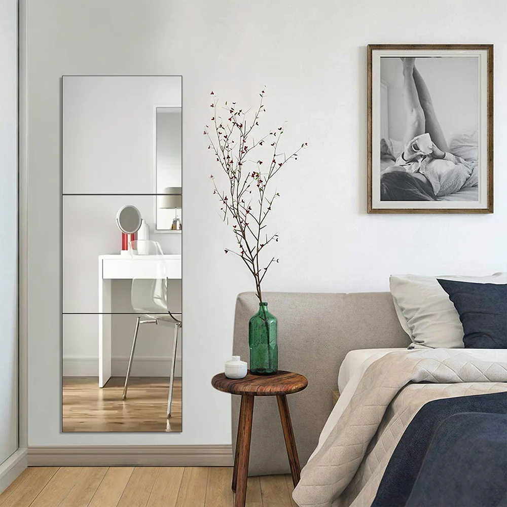 Livingandhome 3pcs Acrylic Adhesive Wall Mirror Tiles