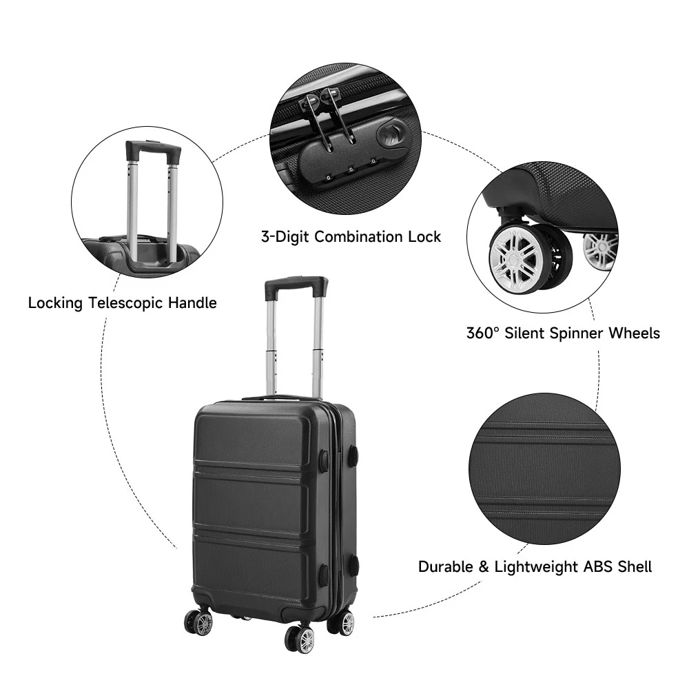 Livingandhome 3PCS Lockable Travel Suitcase Set - Image 8