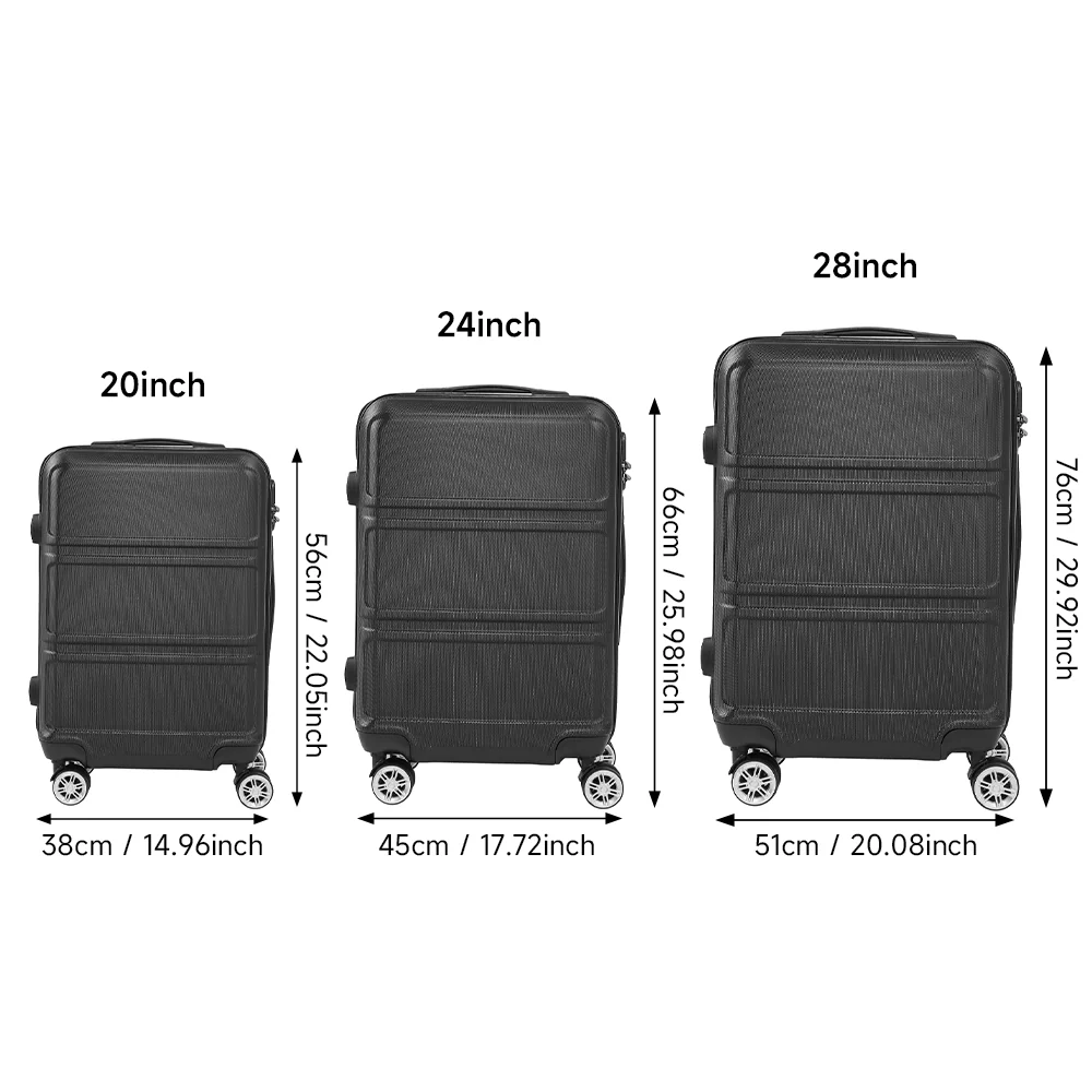 Livingandhome 3PCS Lockable Travel Suitcase Set - Image 9