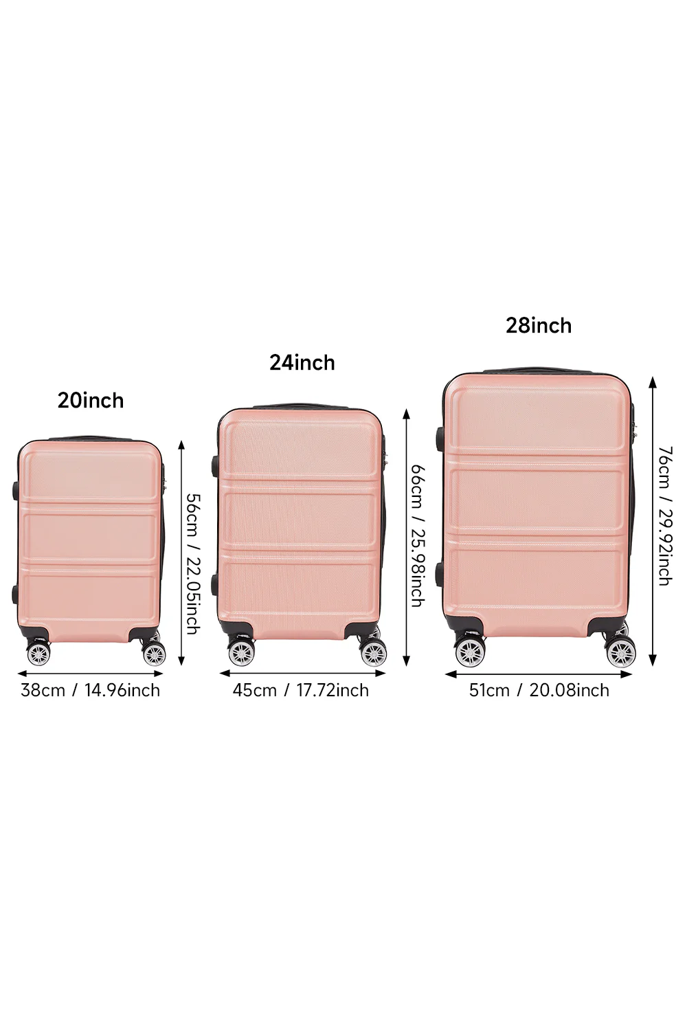 Livingandhome 3PCS Lockable Travel Suitcase Set - Image 6