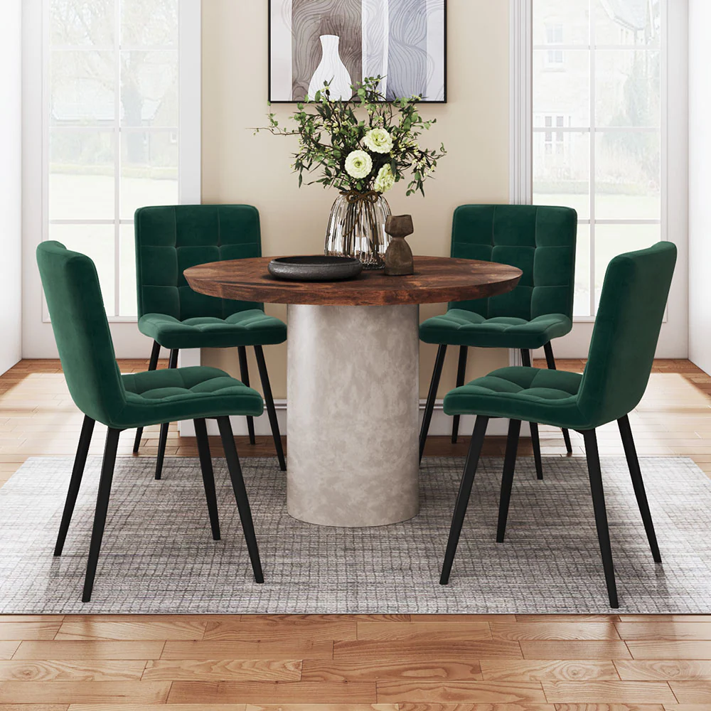 Livingandhome 4 Pack Velvet Dining Chairs with Metal Legs - Image 2