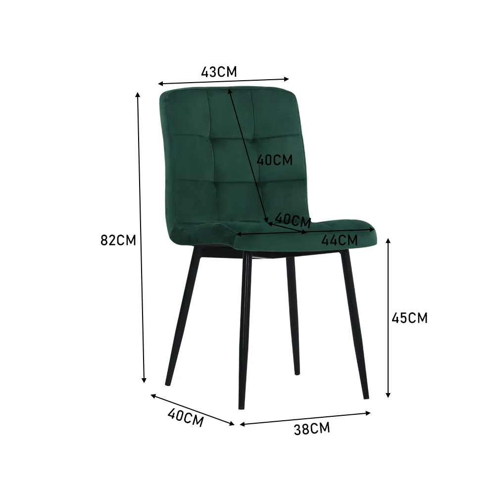 Livingandhome 4 Pack Velvet Dining Chairs with Metal Legs - Image 3