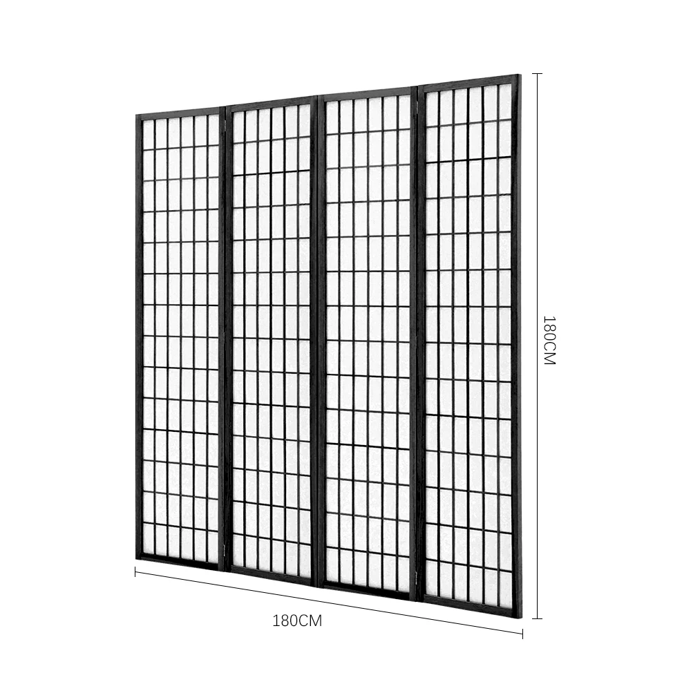 Livingandhome 4-Panel Wooden Folding Room Divider - Image 2