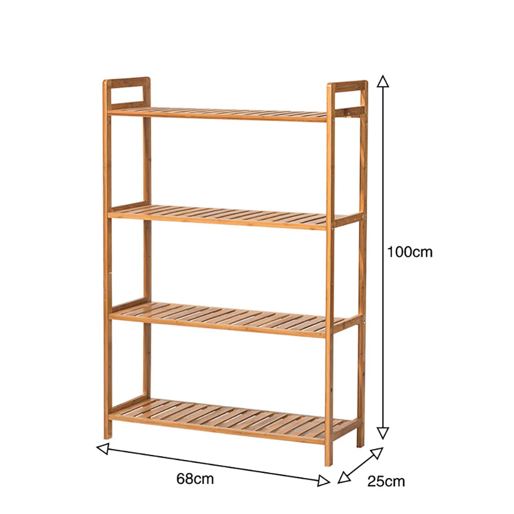 Livingandhome 4-Tier Bamboo Bookshelf and Display Rack - Image 3