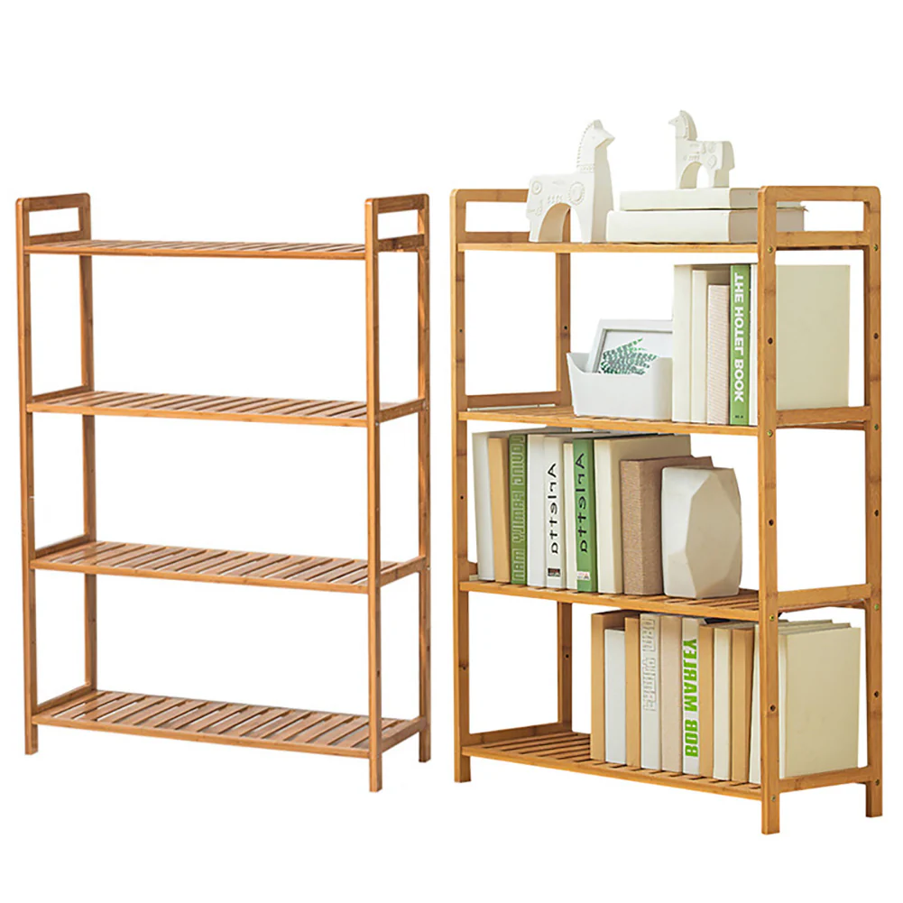 Livingandhome 4-Tier Bamboo Bookshelf and Display Rack - Image 4