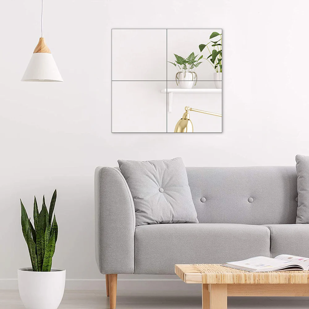 Livingandhome 4pcs Acrylic Adhesive Wall Mirror Tiles