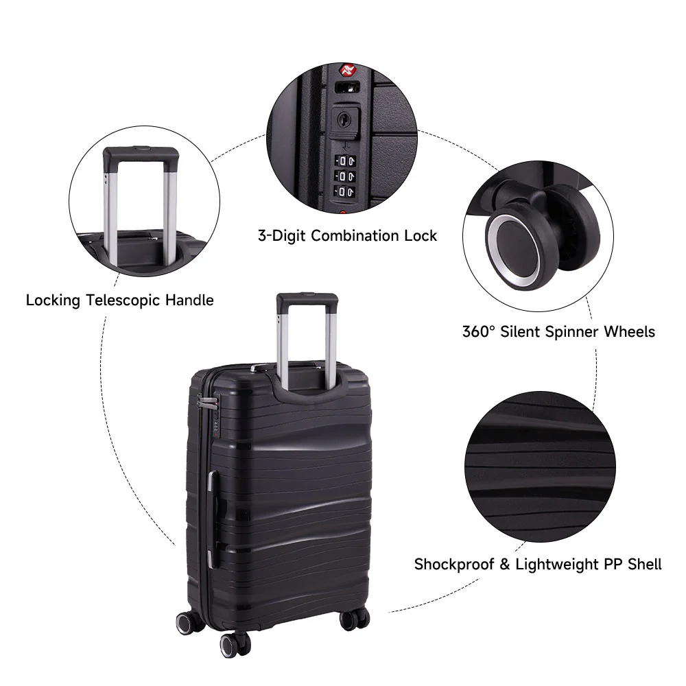 Livingandhome 4PCS Lockable Travel Suitcase Set - Image 3
