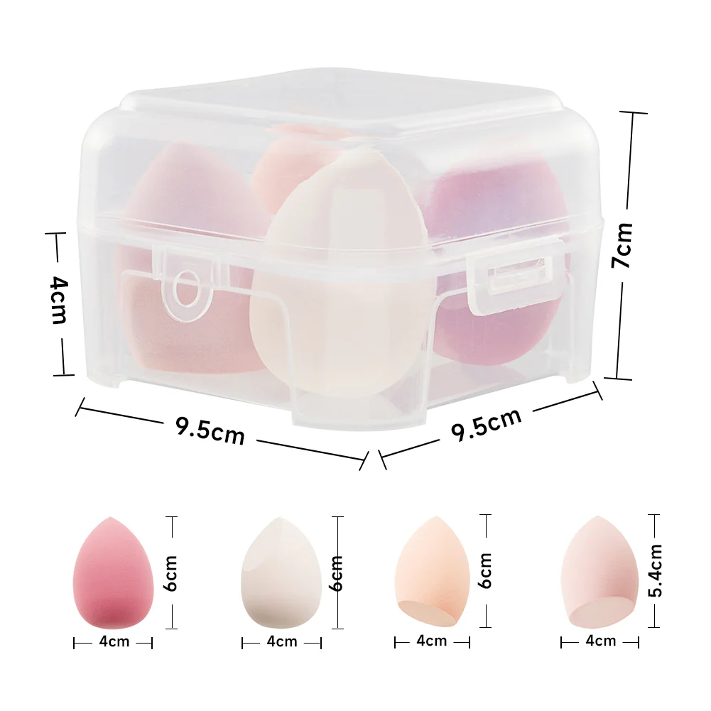 Livingandhome 4Pcs Pink Makeup Sponge for Dry and Wet Dual-use - Image 3