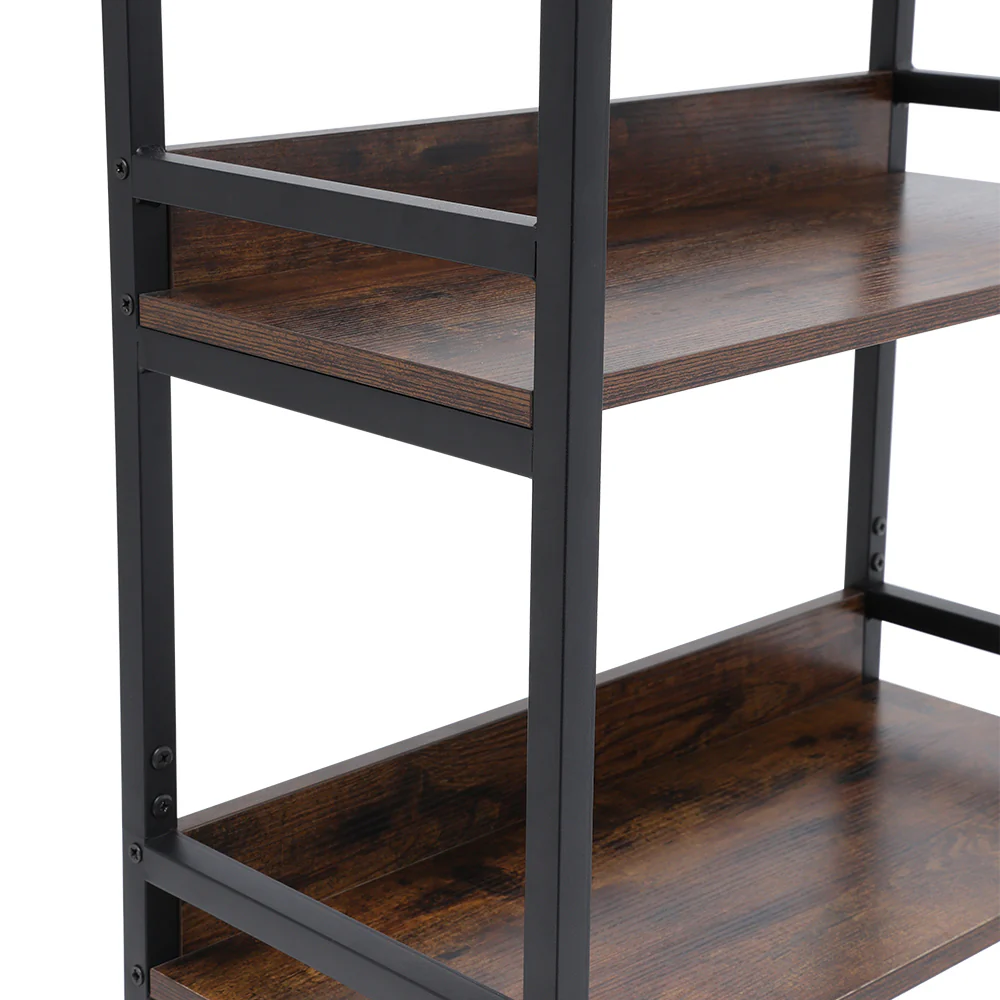Livingandhome 5-Tier Arched Wooden Bookcase Storage Shelf - Image 2