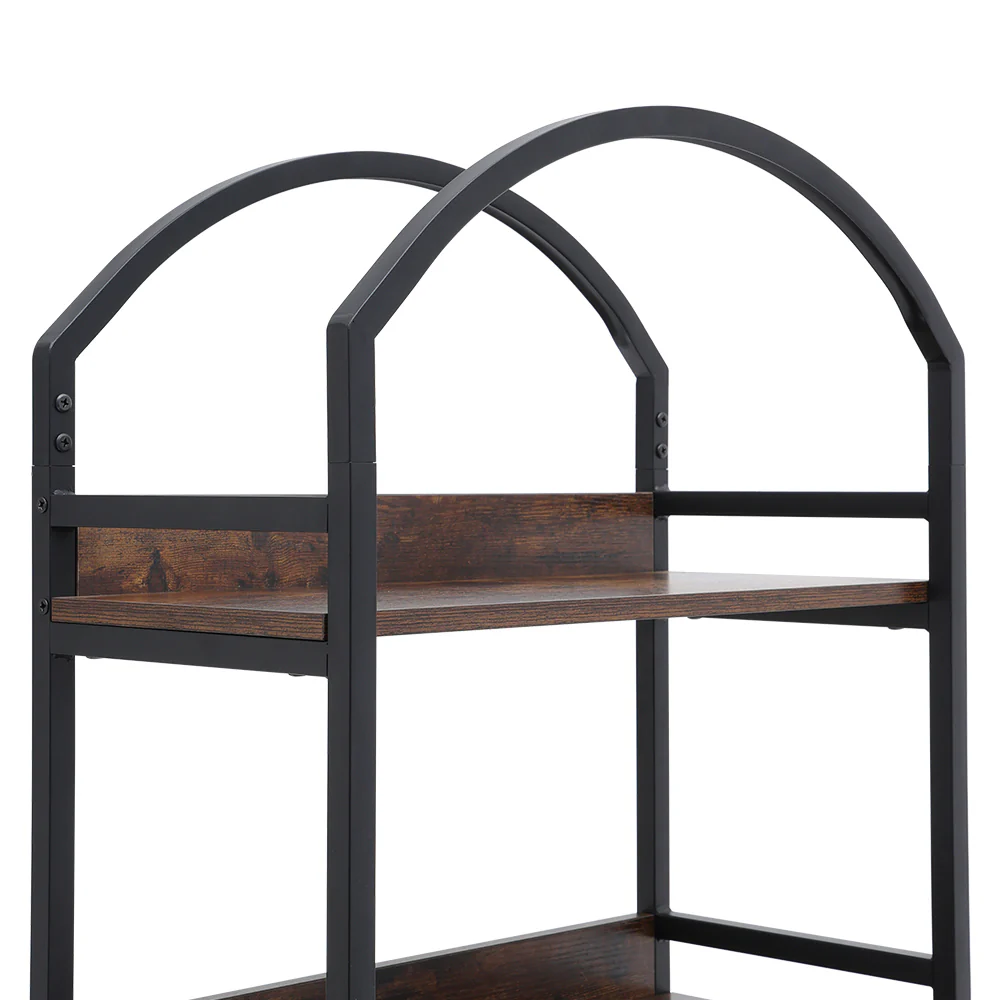 Livingandhome 5-Tier Arched Wooden Bookcase Storage Shelf - Image 3