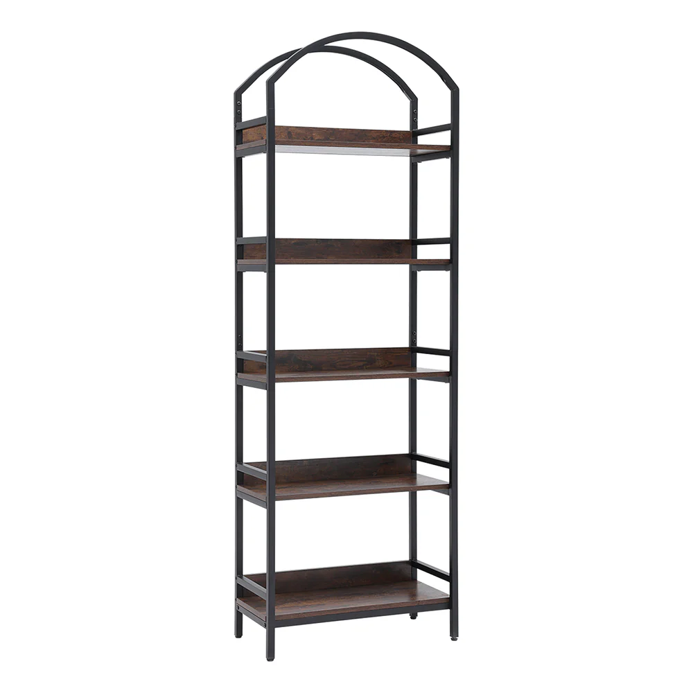 Livingandhome 5-Tier Arched Wooden Bookcase Storage Shelf - Image 5