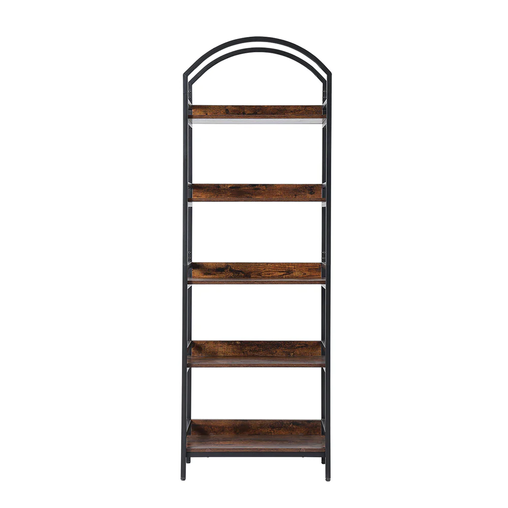 Livingandhome 5-Tier Arched Wooden Bookcase Storage Shelf - Image 6