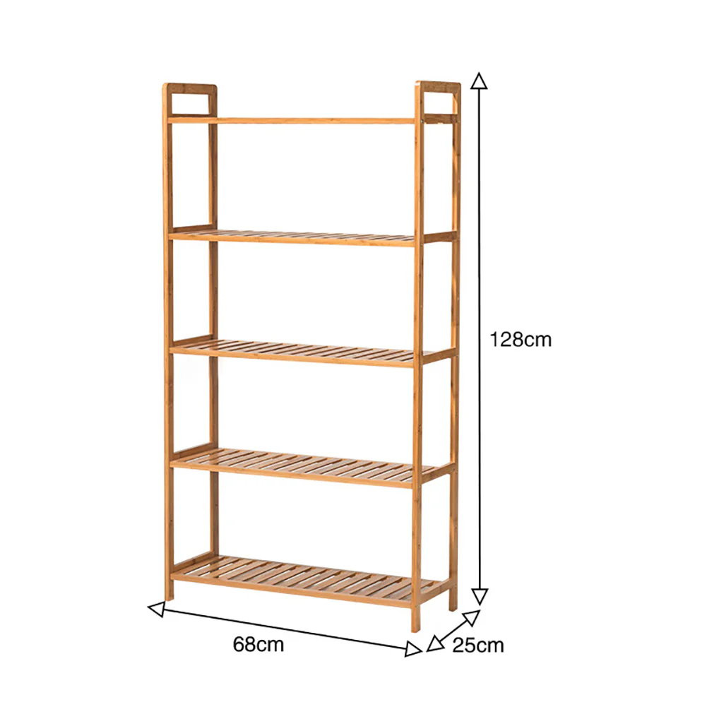 Livingandhome 5-Tier Bamboo Bookshelf and Display Rack - Image 3