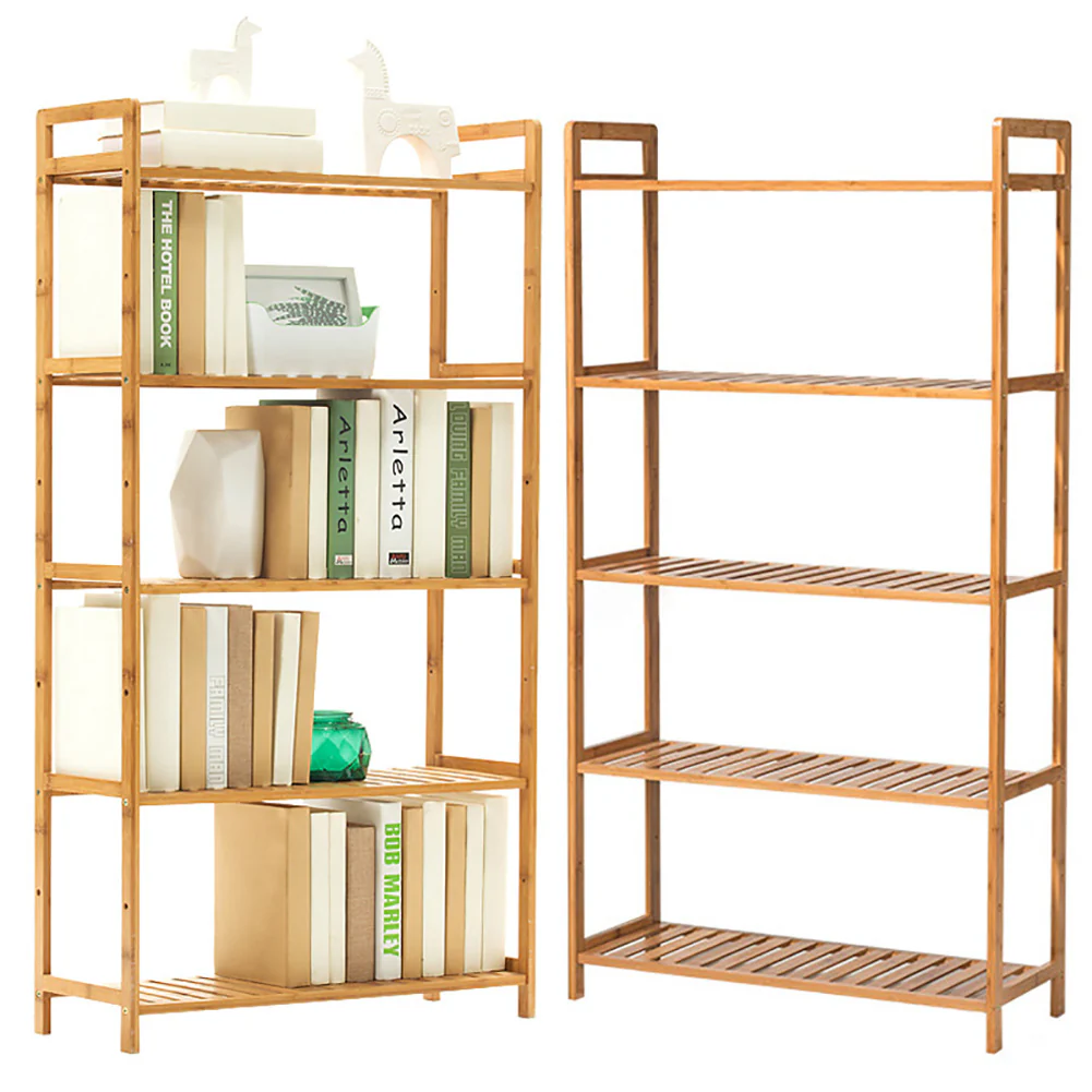 Livingandhome 5-Tier Bamboo Bookshelf and Display Rack - Image 4