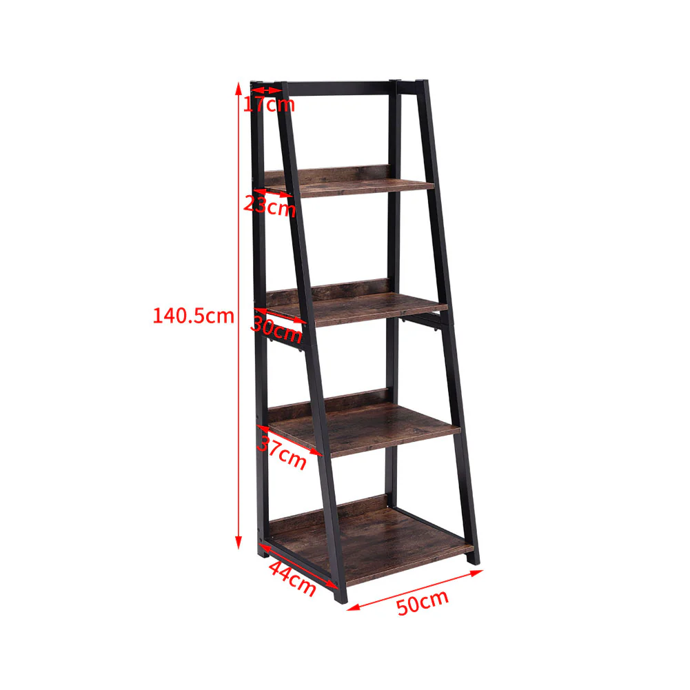 Livingandhome 5-Tier Industrial Wooden Open Shelf Ladder Bookcase - Image 8