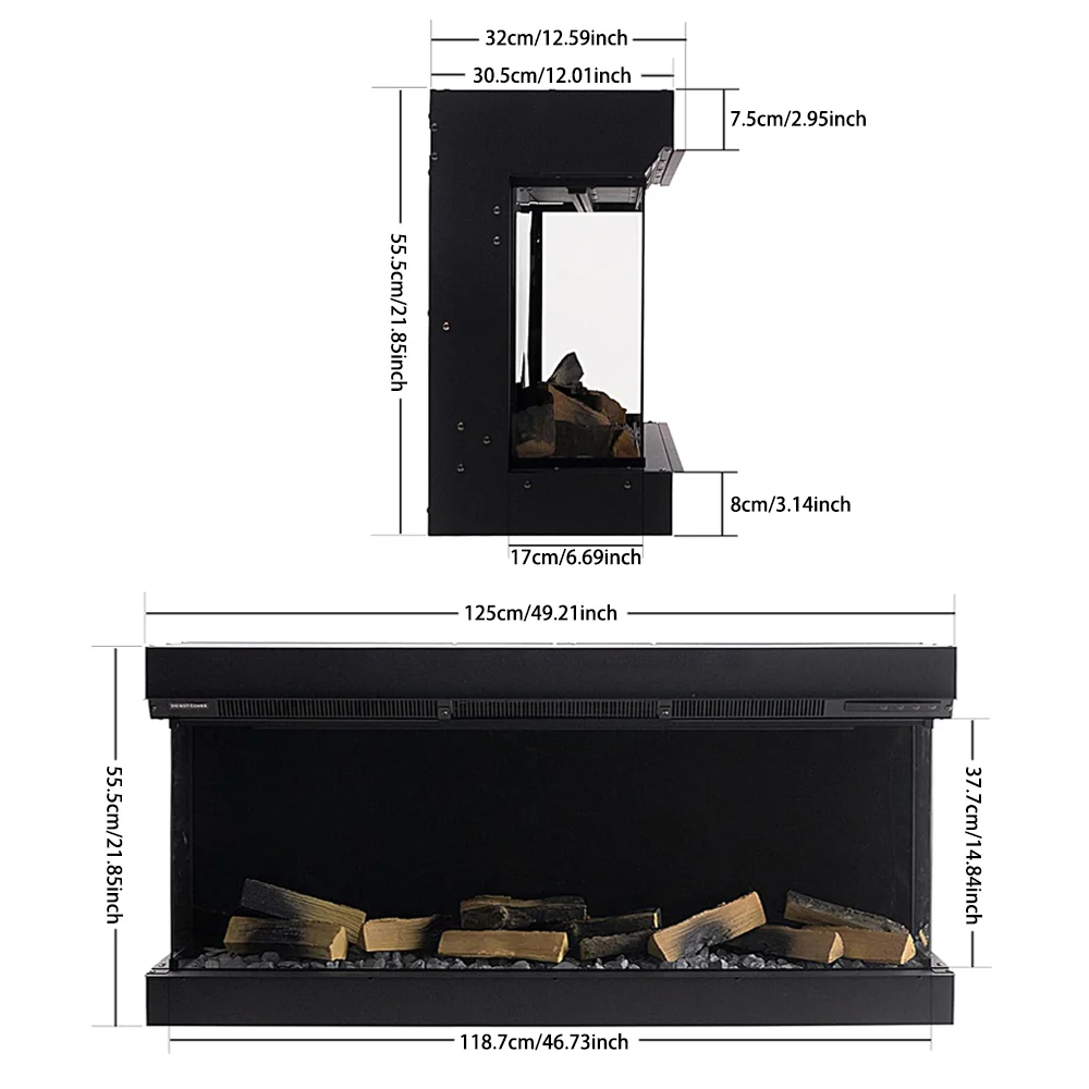 Livingandhome 50inch 3-Sided Smart Electric Fireplace - Image 10