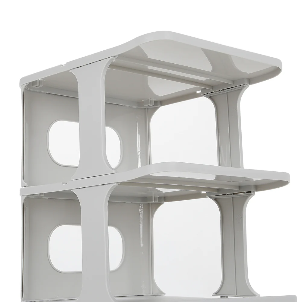 Livingandhome 6-Tier 6-Pair Off-White Plastic Shoe Rack - Image 3
