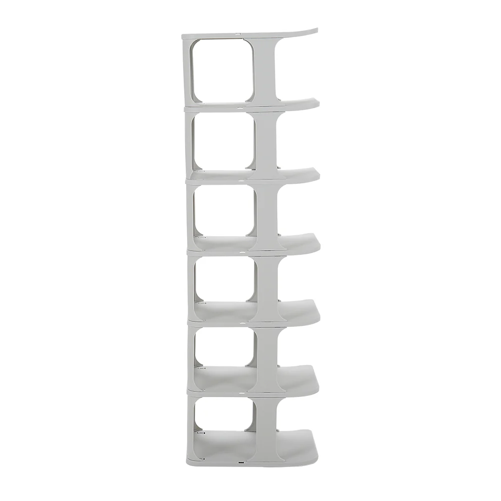 Livingandhome 6-Tier 6-Pair Off-White Plastic Shoe Rack - Image 6