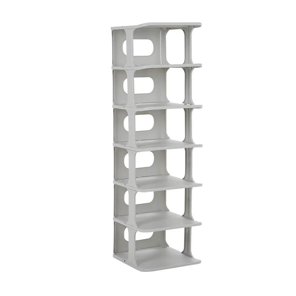 Livingandhome 6-Tier 6-Pair Off-White Plastic Shoe Rack - Image 7