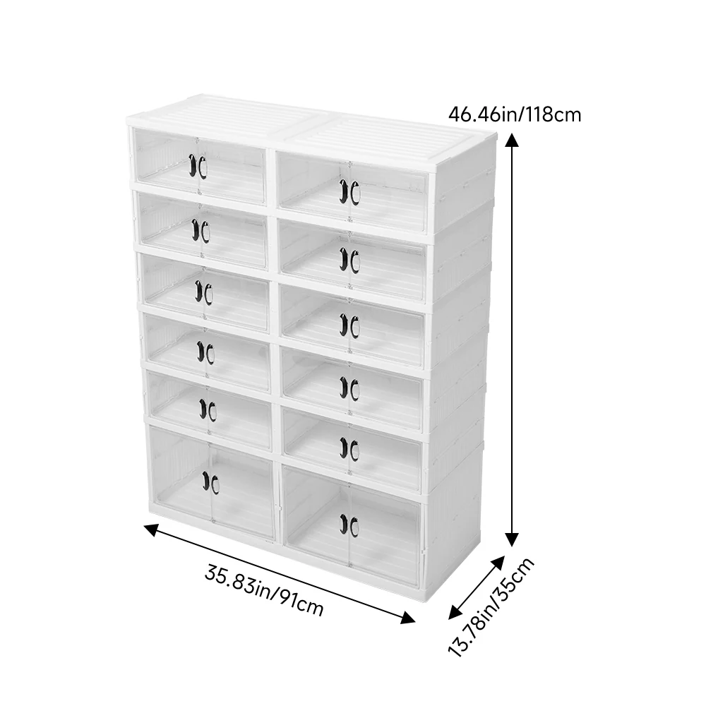 Livingandhome 6-Tier Foldable Storage Box with Magnetic Doors - Image 7
