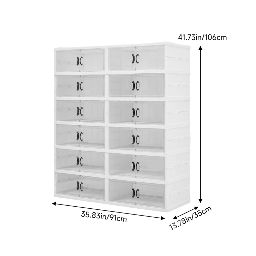 Livingandhome 6-Tier Foldable Storage Box with Magnetic Doors - Image 7