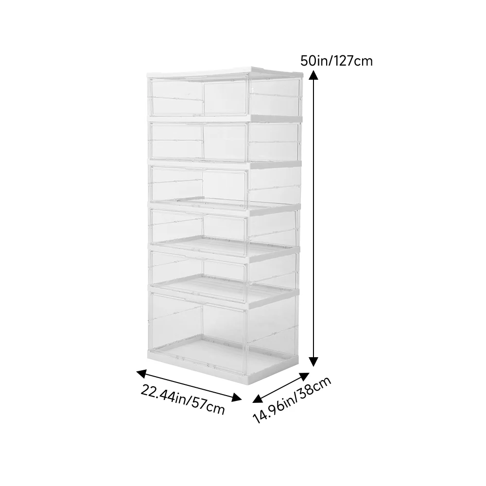 Livingandhome 6-Tier Foldable Storage Cabinet Shoes Organizer with Doors - Image 5